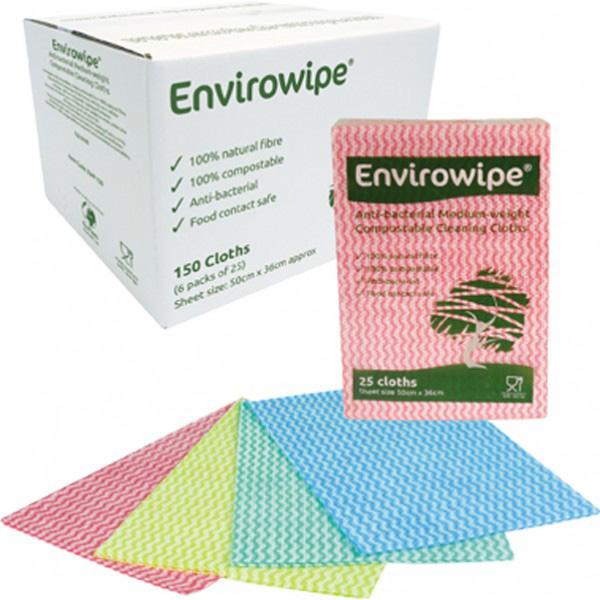 Envirowipe Cloths, Anti-Bacterial - Carton of 6 x 25