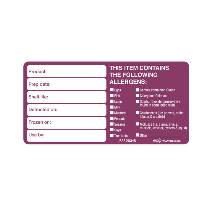 Removable Allergen Product Date/Use By Label 51x76mm - 1x500