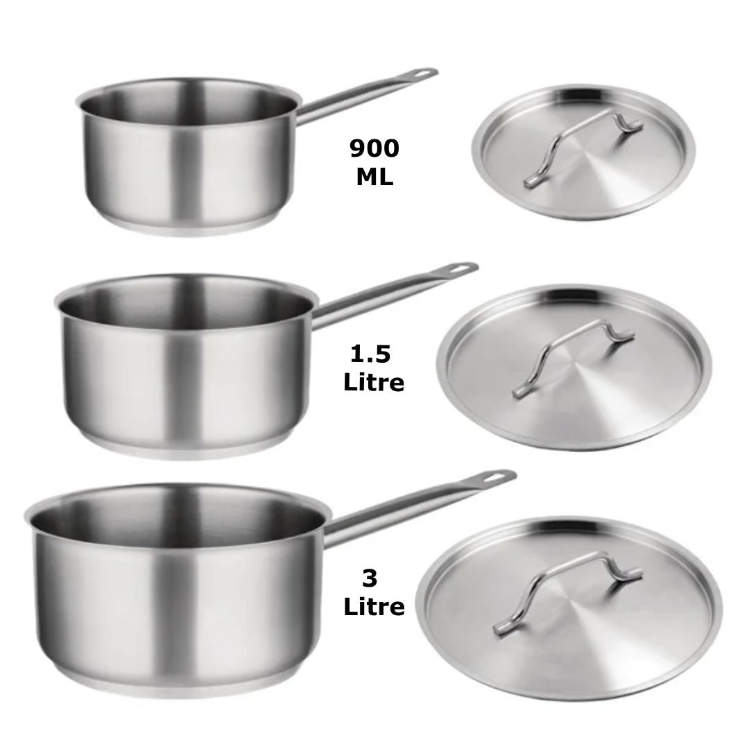 Vogue Stainless Steel Saucepan Set (3 pack)