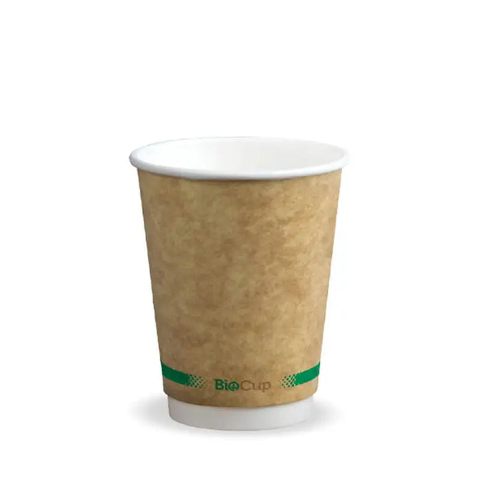 Kraft Green Stripe Double Wall BioCup (500) - 8oz,12oz or 16oz